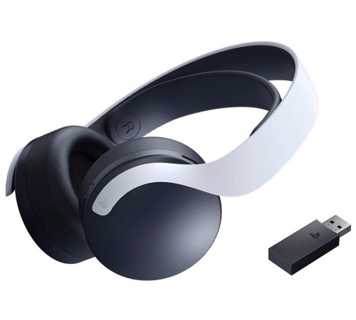 Беспроводная компьютерная гарнитура Sony PULSE 3D: белый и чёрный — глубокий звук и стильный дизайн.