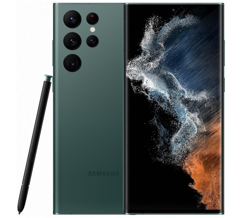 Смартфон Samsung Galaxy S22 Ultra 12/256 ГБ в зелёном цвете — мощная производительность и стильный дизайн.