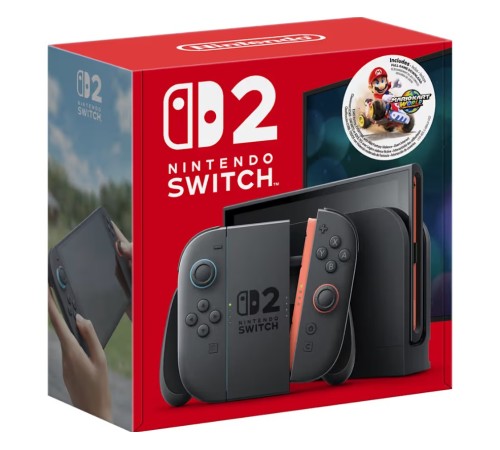 Nintendo Switch 2 + игра Mario Kart World: новая эра игровых приключений в чёрном дизайне