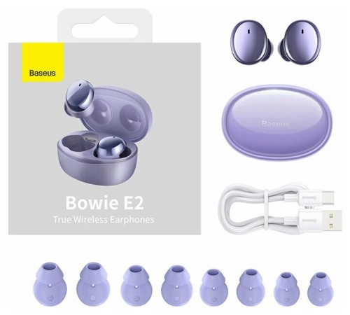 Наушники Baseus Bowie E2 в фиолетовом цвете — стильный выбор для меломанов
