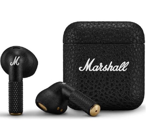 Беспроводные наушники Marshall Minor IV в чёрном цвете — стильный выбор для истинных ценителей звука.