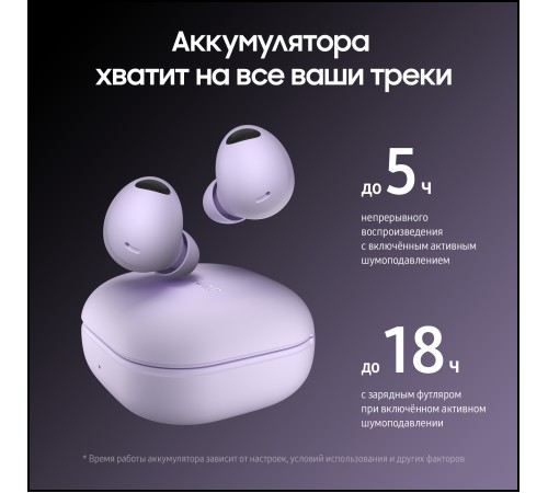 Беспроводные наушники Samsung Galaxy Buds2 Pro в цвете bora purple: качественный звук и комфорт
