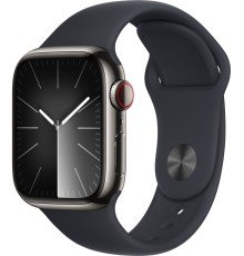 Apple Watch S9 41mm Graphite Stainless Steel Case with Midnight Sport Band S/M