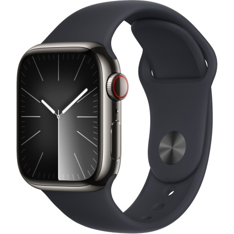 Apple Watch S9 41mm Graphite Stainless Steel Case with Midnight Sport Band S/M