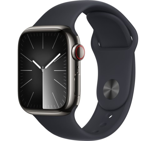 Apple Watch S9 41mm Graphite Stainless Steel Case with Midnight Sport Band S/M