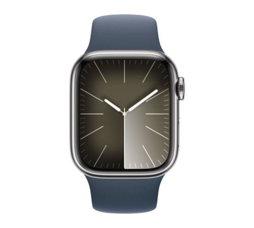Apple Watch S9 41mm Silver Stainless Steel Case with Sport Band Storm Blue S/M