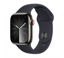 Apple Watch Series 9 45mm Graphite Steel Case with Sport Band Midnight S/M