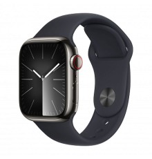 Apple Watch Series 9 45mm Graphite Steel Case with Sport Band Midnight S/M
