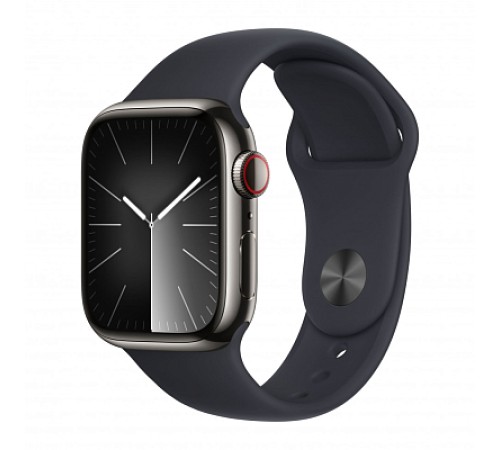 Apple Watch Series 9 45mm Graphite Steel Case with Sport Band Midnight S/M