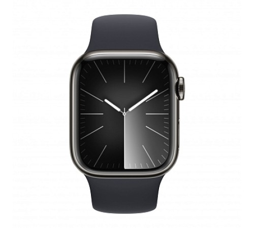 Apple Watch Series 9 45mm Graphite Steel Case with Sport Band Midnight S/M