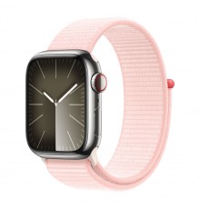 Apple Watch  S9 41mm Silver Aluminum Case with Light Pink Sport Loop