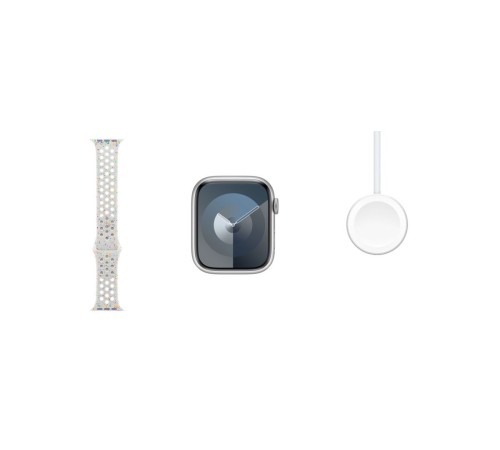 Apple Watch S9 41 мм в белом цвете Pure Platinum Nike, размер S/M