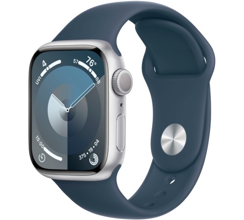 Новые Apple Watch S9 41 мм: серебристые часы с белым ремешком S/M