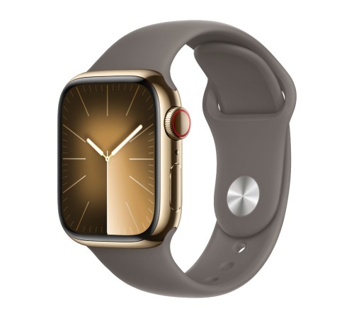 Роскошные Apple Watch Series 9 45 мм в золотом корпусе из нержавеющей стали с спортивным ремешком, размер S/M