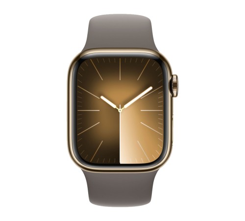 Роскошные Apple Watch Series 9 45 мм в золотом корпусе из нержавеющей стали с спортивным ремешком, размер S/M