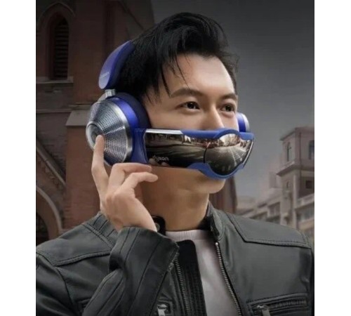 Беспроводные наушники Dyson Zone с очистителем воздуха: Blue/Prussian Blue — стильный выбор для заботы о здоровье.