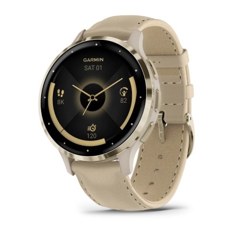 Умные часы Garmin Venu 3S Soft Gold French Gray Leather 010-02785-55