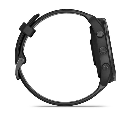 Умные часы Garmin Forerunner 965: карбоновый серый корпус с титановой окантовкой и силиконовым ремешком