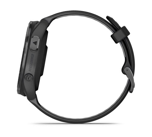 Умные часы Garmin Forerunner 965: карбоновый серый корпус с титановой окантовкой и силиконовым ремешком