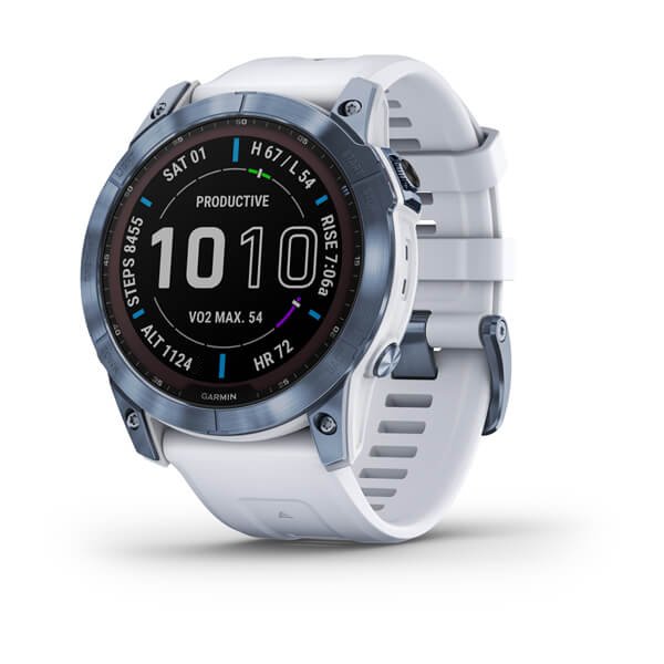Умные часы Garmin Fenix 7X Blue Titanium With Whitestone Band 010-02541-14