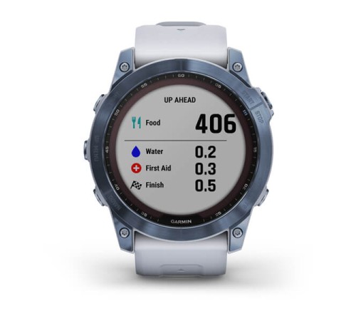 Умные часы Garmin FENIX 7X Blue Titanium с ремешком Whitestone: стиль и функциональность