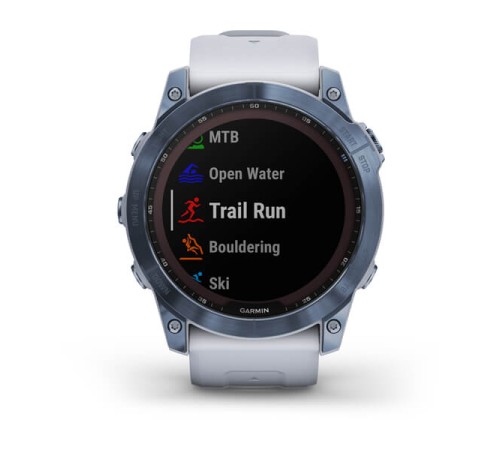 Умные часы Garmin FENIX 7X Blue Titanium с ремешком Whitestone: стиль и функциональность