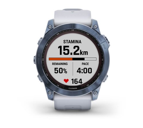Умные часы Garmin FENIX 7X Blue Titanium с ремешком Whitestone: стиль и функциональность