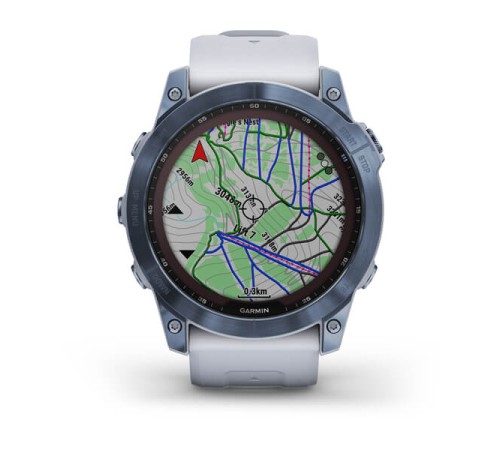 Умные часы Garmin FENIX 7X Blue Titanium с ремешком Whitestone: стиль и функциональность