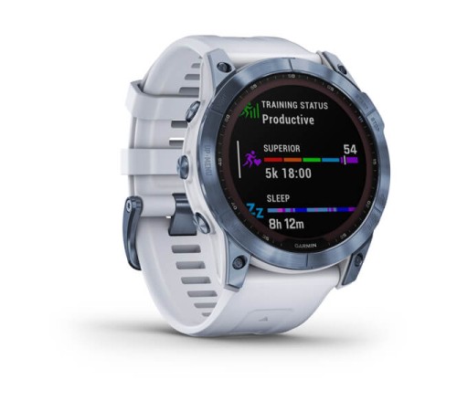 Умные часы Garmin FENIX 7X Blue Titanium с ремешком Whitestone: стиль и функциональность
