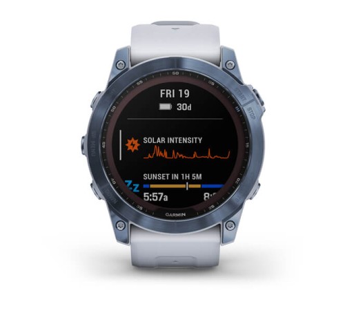 Умные часы Garmin FENIX 7X Blue Titanium с ремешком Whitestone: стиль и функциональность