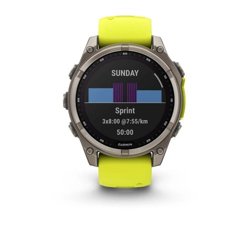 Умные часы Garmin Fenix 8 47 мм Solar Sapphire Carbon Gray DLC Titanium with Amp Yellow/Graphite Silicone Band 010-02906-21