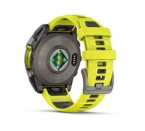 Умные часы Garmin Fenix 8 47 мм Solar Sapphire Carbon Gray DLC Titanium with Amp Yellow/Graphite Silicone Band 010-02906-21