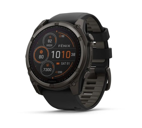 Умные часы Garmin Fenix 8 51mm Solar Sapphire Carbon Gray DLC Titanium with Black/Pebble Gray Silicone 010-02907-11