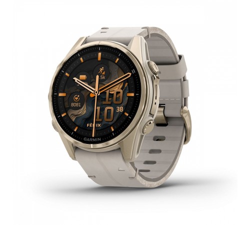 Умные часы Garmin Fenix 8 43 мм Amoled Sapphire Soft Gold with Limestone Leather Band plus Dark Sandstone Silicone 010-02903-40
