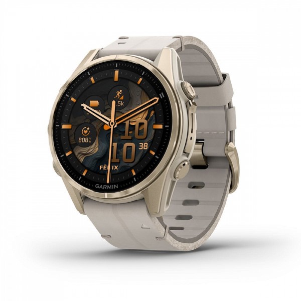 Умные часы Garmin Fenix 8 43 мм Amoled Sapphire Soft Gold with Limestone Leather Band plus Dark Sandstone Silicone 010-02903-40