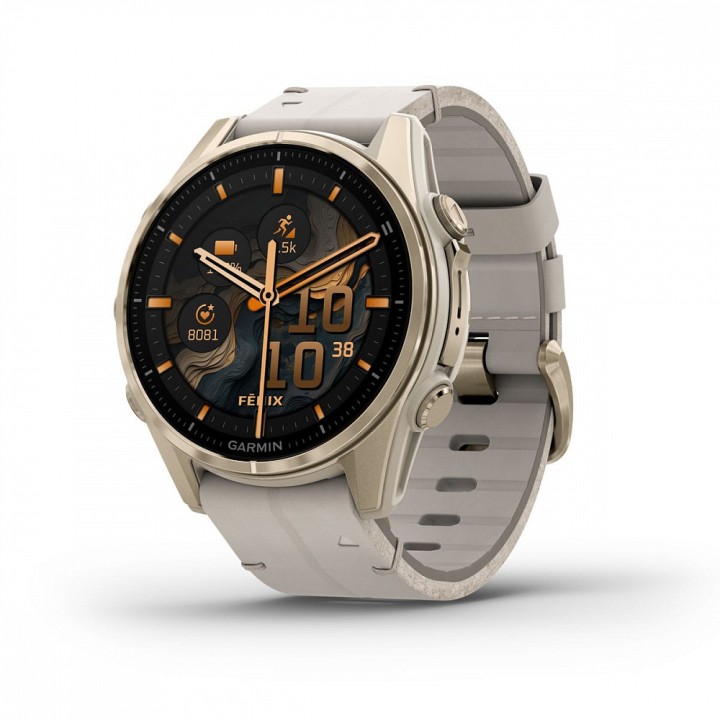 Умные часы Garmin Fenix 8 43 мм Amoled Sapphire Soft Gold with Limestone Leather Band plus Dark Sandstone Silicone 010-02903-40