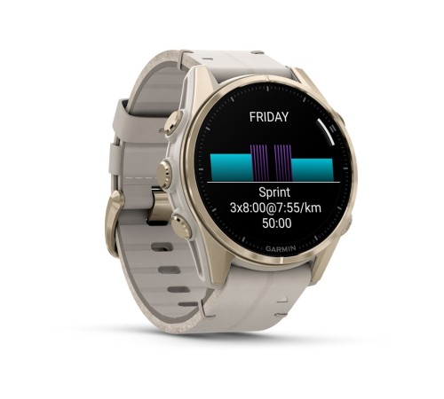 Умные часы Garmin Fenix 8 43 мм Amoled Sapphire Soft Gold with Limestone Leather Band plus Dark Sandstone Silicone 010-02903-40