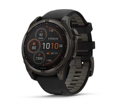 Умные часы Garmin Fenix 8 47 мм Solar Sapphire Carbon Gray Titanium with Black/Pebble Silicone 010-02906-11