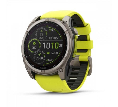 Умные часы Garmin Fenix 8 51mm Solar Sapphire Titanium with Yellow Graphite Silicone 010-02907-21