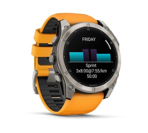 Умные часы Garmin Fenix 8 51mm Amoled Sapphire Carbon Gray DLC Titanium with Spark Orange Silicone 010-02905-11