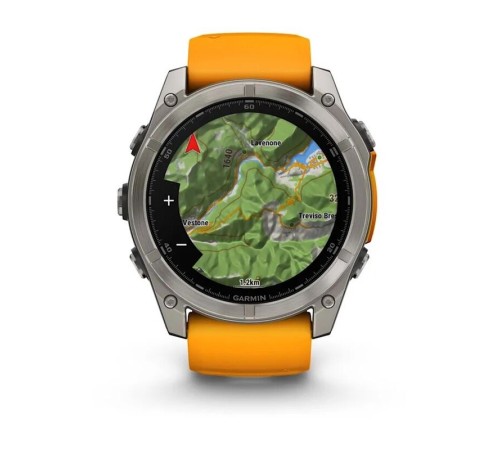Умные часы Garmin Fenix 8 51mm Amoled Sapphire Carbon Gray DLC Titanium with Spark Orange Silicone 010-02905-11