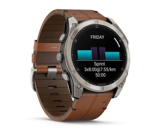 Умные часы Garmin Fenix 8 51mm Amoled Sapphire Bare Titanium Black with Chestnut Leather Band plus Black Silicone Band 010-02905-40