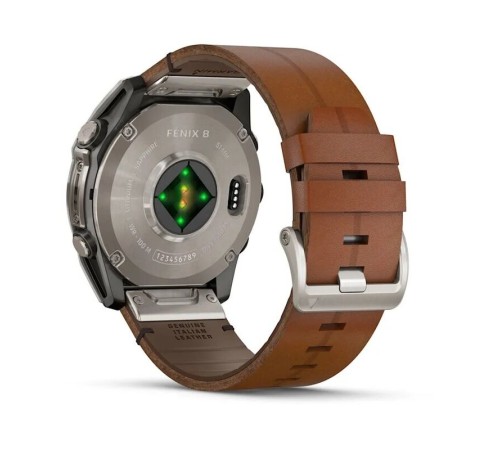 Умные часы Garmin Fenix 8 51mm Amoled Sapphire Bare Titanium Black with Chestnut Leather Band plus Black Silicone Band 010-02905-40