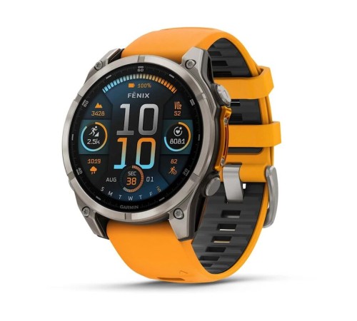 Умные часы Garmin Fenix 8 47 мм Amoled Sapphire Titanium Orange 010-02904-11