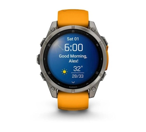 Умные часы Garmin Fenix 8 47 мм Amoled Sapphire Titanium Orange 010-02904-11