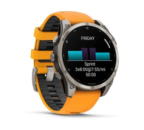 Умные часы Garmin Fenix 8 47 мм Amoled Sapphire Titanium Orange 010-02904-11