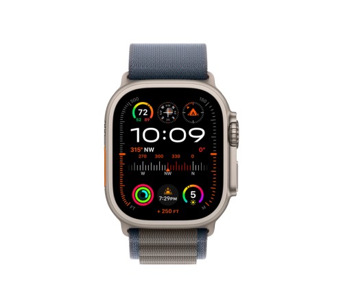 Умные часы Apple Watch Ultra 2 49 мм с титановым корпусом и ремешком Alpine Loop синего цвета (размер L)