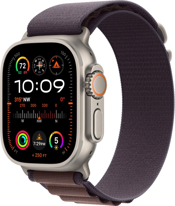 Умные часы Apple Watch Ultra 2 49 мм Titanium Case, титановый/indigo Alpine Loop (M)