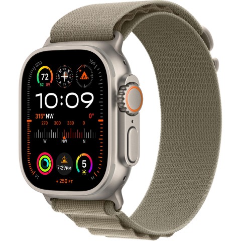 Умные часы Apple Watch Ultra 2 49 мм Titanium Case, титановый/olive Alpine Loop (S)