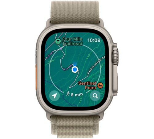 Умные часы Apple Watch Ultra 2 49 мм с титановым корпусом и ремешком Alpine Loop оливкового цвета